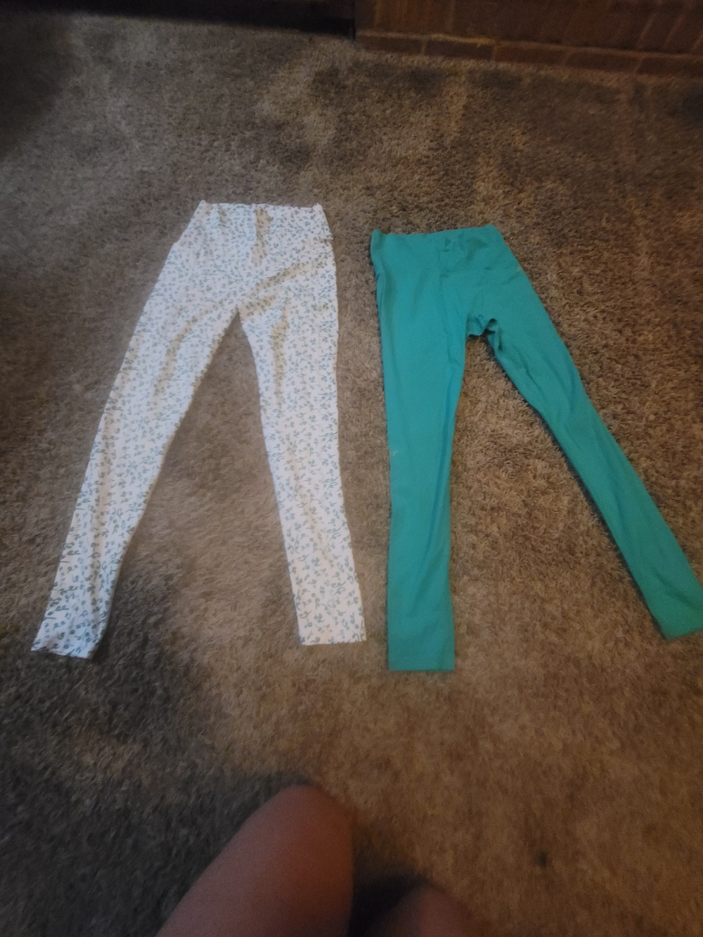 ECHT Teal Girls Leggings & Floral Pair - Teal and White